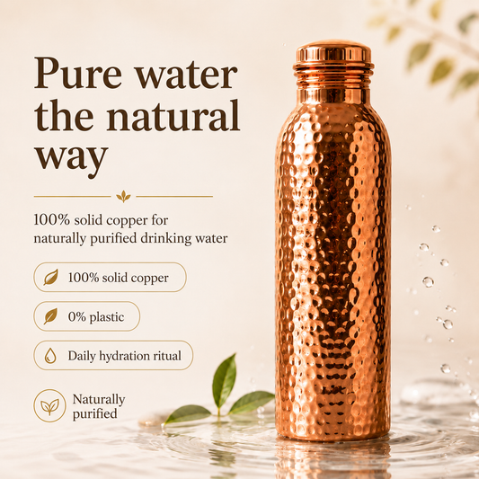 🔥 50% OFF 💧 Copo de Cobre Puro Martelado ✨ Sem Plástico e Inspirado na Ayurveda 🌿