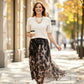 🐆 Estilo Elegante ✨ Conjunto Feminino 2 Peças com Camisola de Malha & Saia Fluida Leopardo 👚 Confortável, Moderno & Sofisticado