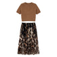 🐆 Estilo Elegante ✨ Conjunto Feminino 2 Peças com Camisola de Malha & Saia Fluida Leopardo 👚 Confortável, Moderno & Sofisticado