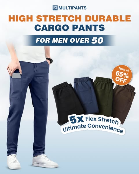 🔥 Oferta Especial ✨ Calças Cargo Masculinas MultiPants 👖 Tecido Elástico, 6 Bolsos & Máximo Conforto de Movimento