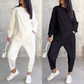 🌸✨Conjunto Feminino: Sweatshirt de Manga Longa com Barra Irregular e Calças