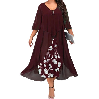 ✨ Nova Coleção 👗 Vestido de Chiffon com Efeito 2 em 1 – Design em camadas, corte elegante & estilo feminino 🌸