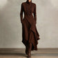 🎅🏻🎉Women's Elegant High-Neck Asymmetrical Draped Maxi Dress