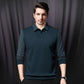 Camisa masculina de malha de duas peças com lapela falsa