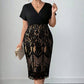 Vestido casual feminino com decote em V