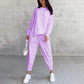 🌸✨Conjunto Feminino: Sweatshirt de Manga Longa com Barra Irregular e Calças