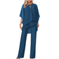 🔥 Enquanto durar o stock, 50% de desconto! 🎉 ✨ Conjunto elegante de duas peças: blusa assimétrica + calças largas