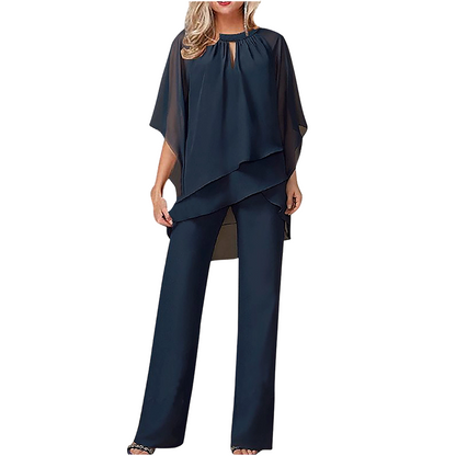 🔥 Enquanto durar o stock, 50% de desconto! 🎉 ✨ Conjunto elegante de duas peças: blusa assimétrica + calças largas