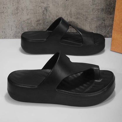👡 50% DE DESCONTO – PROMOÇÃO LIMITADA! ✨ Sandálias Anabela de Bico Aberto para Mulher – Material EVA – Plataforma Leve & Tira no Dedo para o Verão