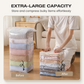 🔥 50% OFF 🎁 Leve 3 Pague 2! 🏆 Sacos Vácuo Sem Bomba 📦 Poupe até 80% de espaço! Protege contra pó e humidade, ideal para roupas, edredões e peças sazonais. 🛏️✨