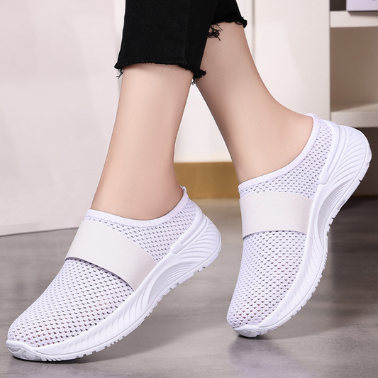 Sapatos femininos antiderrapantes e respiráveis, sem atacadores