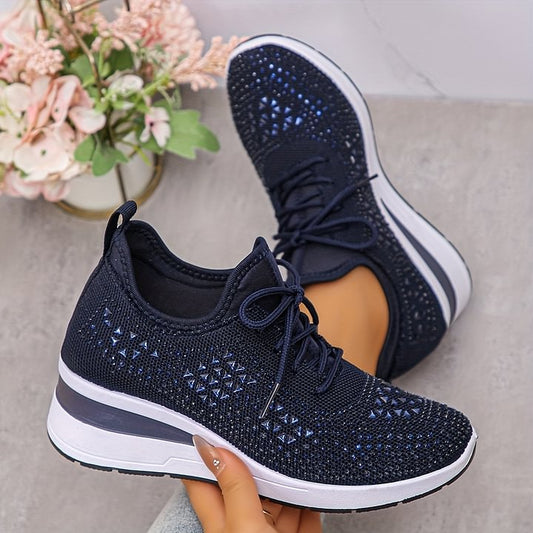 🔥🔥Dernier jour de promotion, profitez de 49 % de réduction🔥 Chaussures de sport orthopédiques respirantes pour femmes, style décontracté et tendance, ornées de strass incrustés.