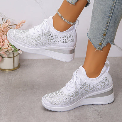 🔥🔥Dernier jour de promotion, profitez de 49 % de réduction🔥 Chaussures de sport orthopédiques respirantes pour femmes, style décontracté et tendance, ornées de strass incrustés.