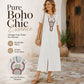 🔥 50K+ VENDIDO ⏰ 50% DE DESCONTO Vestido Maxi Boho Bordado | Mistura Respirável & Corte Solto ✨