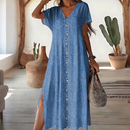 🔥 50% DE DESCONTO 👗 Vestido Chemise de ganga, corte confortável