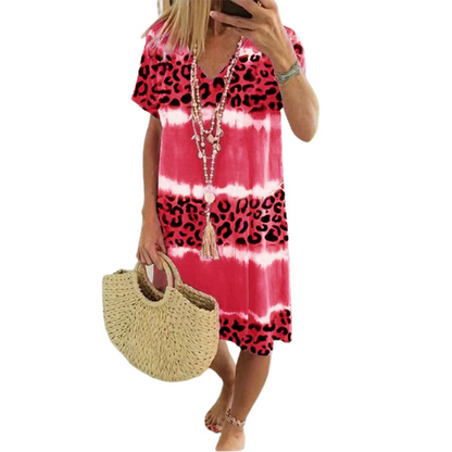🔥 50% OFF 💃 Vestido Tie-Dye Onça Elegante | Conforto Total