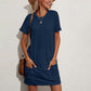 ✨ Tendência Top 💕 Vestido T-shirt Casual com Bolsos