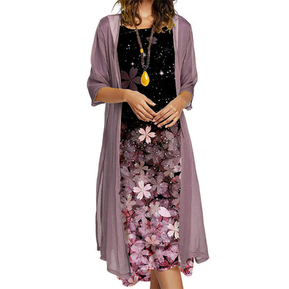 🔥 50% DE DESCONTO 🔥 Conjunto de Vestido Floral 2 Peças 🌺Suave & Elegante💃
