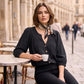 ✨ 50% de Desconto Blusa com Decote em V e Mangas 3/4 Elegantes – Suave, Respirável e Cheia de Estilo 💕