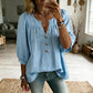 ✨ 50% de Desconto Blusa com Decote em V e Mangas 3/4 Elegantes – Suave, Respirável e Cheia de Estilo 💕