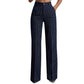 Dames hoge taille gestreepte wijde pijpen broek