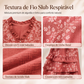 Blusa feminina vintage com estampa floral e decote V com babados