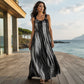Vestido listrado sem mangas tamanho plus size feminino