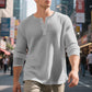 Camisa Henley de manga longa com trama waffle masculina