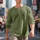Camisa Henley de manga longa com trama waffle masculina