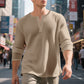 Camisa Henley de manga longa com trama waffle masculina