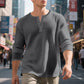 Camisa Henley de manga longa com trama waffle masculina