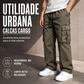 Calças cargo casuais de corte largo para homem