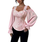 Blusa de Jacquard Floral com Ombros de Fora para Mulher