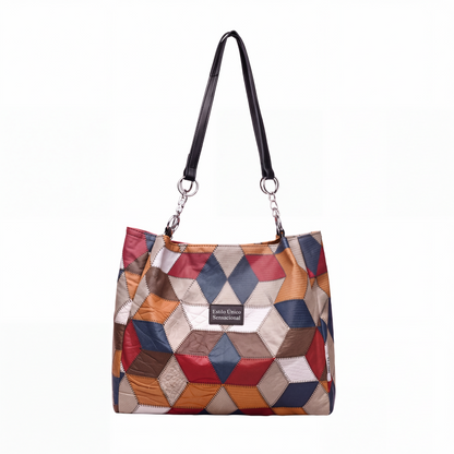 💎 Oferta Exclusiva 👜 Mala de Ombro Feminina Patchwork – Design único, espaço amplo & acessório elegante ✨