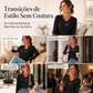 🌸 Nova Coleção 👚 Camisola Feminina Canelada com Decote em V – Botões decorativos, estilo elegante & ajuste confortável ✨