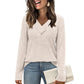 🌸 Nova Coleção 👚 Camisola Feminina Canelada com Decote em V – Botões decorativos, estilo elegante & ajuste confortável ✨