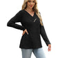 🌸 Nova Coleção 👚 Camisola Feminina Canelada com Decote em V – Botões decorativos, estilo elegante & ajuste confortável ✨