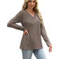 🌸 Nova Coleção 👚 Camisola Feminina Canelada com Decote em V – Botões decorativos, estilo elegante & ajuste confortável ✨
