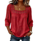 Blusa de renda de crochê com decote quadrado para mulher