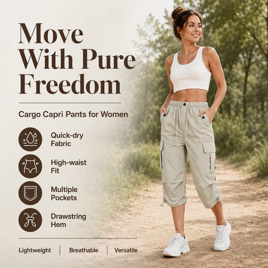 💎 Oferta Exclusiva 👖 Calças Cargo Capri Femininas Leves – Secagem rápida, bolsos práticos & conforto para atividades diárias ✨