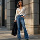 💎 Escolha Popular 👖 Jeans Femininas de Cintura Alta com Botões e Corte Flare ✨ estilo vintage moderno, silhueta elegante & conforto diário