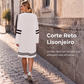 🔥 Nova Coleção 👗 Vestido Feminino Casual às Riscas com Meio Fecho e Manga Comprida ✨ estilo moderno, conforto diário & visual versátil