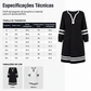🔥 Nova Coleção 👗 Vestido Feminino Casual às Riscas com Meio Fecho e Manga Comprida ✨ estilo moderno, conforto diário & visual versátil