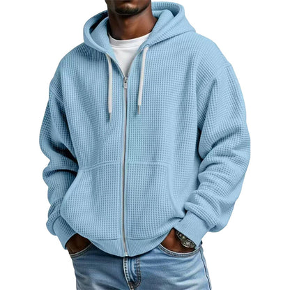 💎 Oferta Exclusiva 👕 Hoodie Masculino com Fecho Completo e Textura Waffle – Estilo Moderno, Conforto Diário & Visual Casual ✨