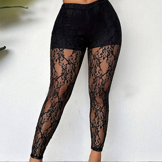 💎 Oferta Exclusiva ✨ Calças Femininas de Renda em Mesh Transparente – Design Elegante, Detalhes Sofisticados & Estilo Moderno 🌸