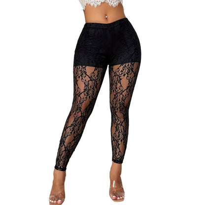 💎 Oferta Exclusiva ✨ Calças Femininas de Renda em Mesh Transparente – Design Elegante, Detalhes Sofisticados & Estilo Moderno 🌸