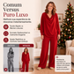 🔥 Nova Coleção ✨ Conjunto Feminino de Veludo com Top Decote Cascata e Calças de Perna Larga – Toque Luxuoso, Corte Elegante & Conforto Diário 💎