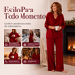 🔥 Nova Coleção ✨ Conjunto Feminino de Veludo com Top Decote Cascata e Calças de Perna Larga – Toque Luxuoso, Corte Elegante & Conforto Diário 💎