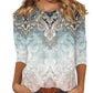 Camiseta de gola redonda com estampas da moda feminina