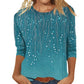 Camiseta de gola redonda com estampas da moda feminina
